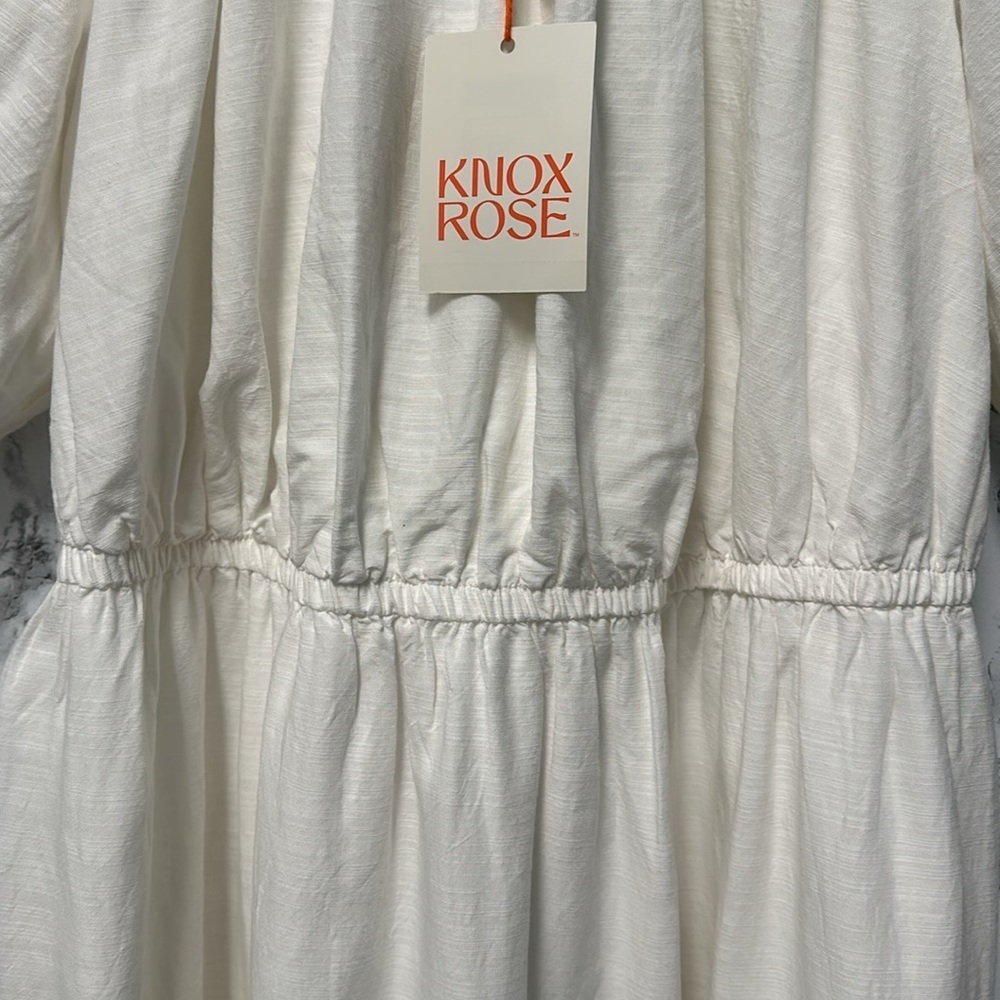 Knox Rose Women’s 3/4 Sleeves Embroidered Dress Beige With Pockets Size XXL - Picture 5 of 10